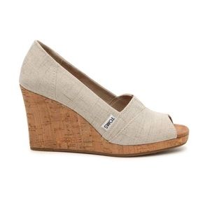 Toms Classic Espadrille Wedge Peep Toe Cork Bottom Sandal, women’s Size 12